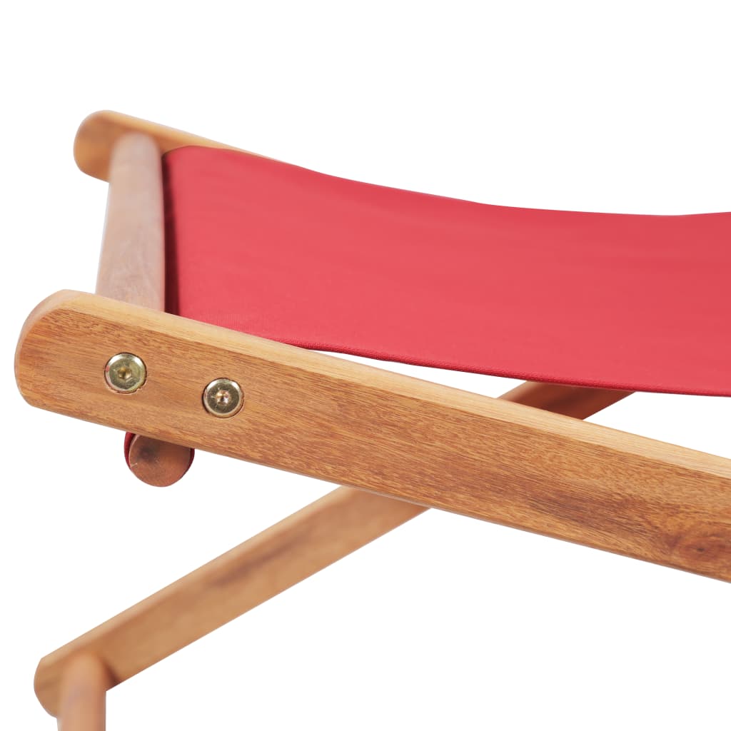 Scaun de plajă pliabil, roșu, textil și cadru din lemn - Lando