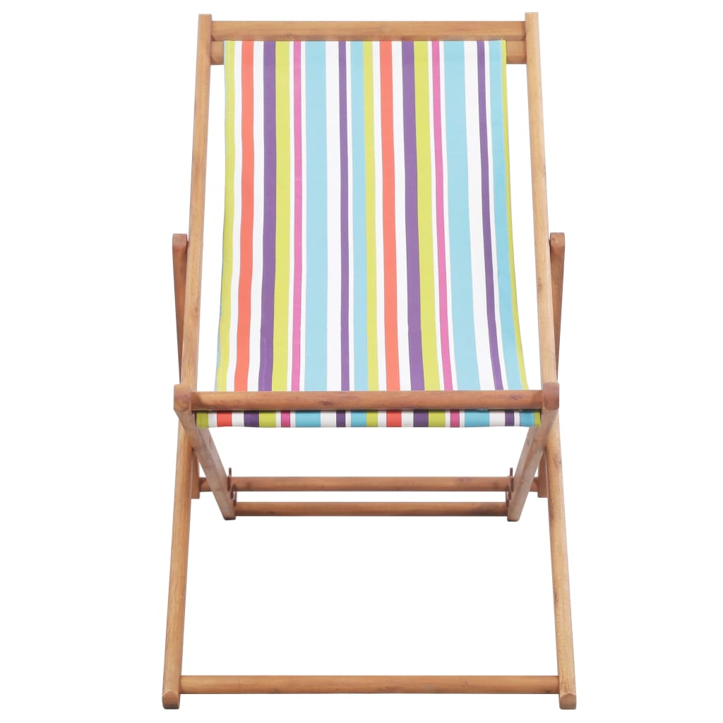 Scaun de plajă pliabil, multicolor, textil și cadru din lemn - Lando
