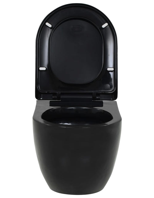 Încărcați imaginea în vizualizatorul Galerie, Vas de toaletă cu montare pe perete, ceramică, negru - Lando
