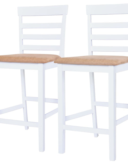 Загрузите изображение в средство просмотра галереи, Set masă și scaune de bar, 3 piese, lemn masiv, maro și alb - Lando
