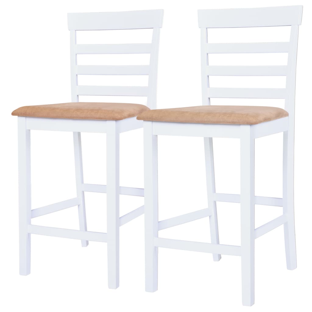 Set masă și scaune de bar, 3 piese, lemn masiv, maro și alb - Lando