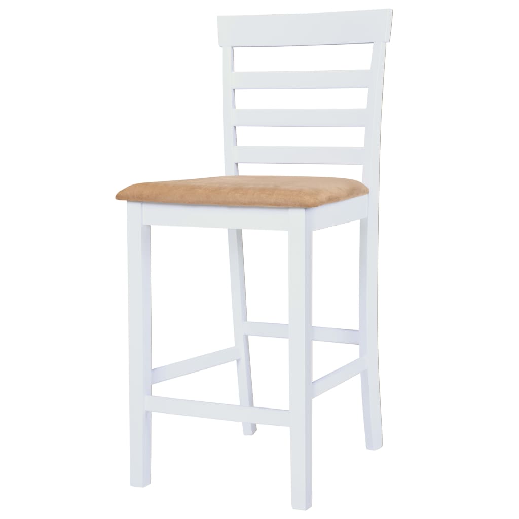 Set masă și scaune de bar, 3 piese, lemn masiv, maro și alb - Lando