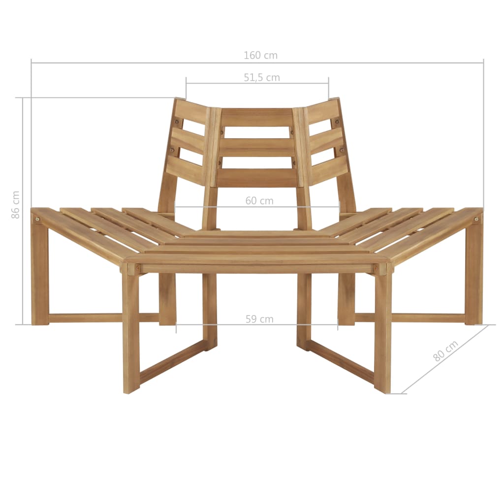 Bancă de copac semihexagonală 160 cm lemn masiv de acacia - Lando