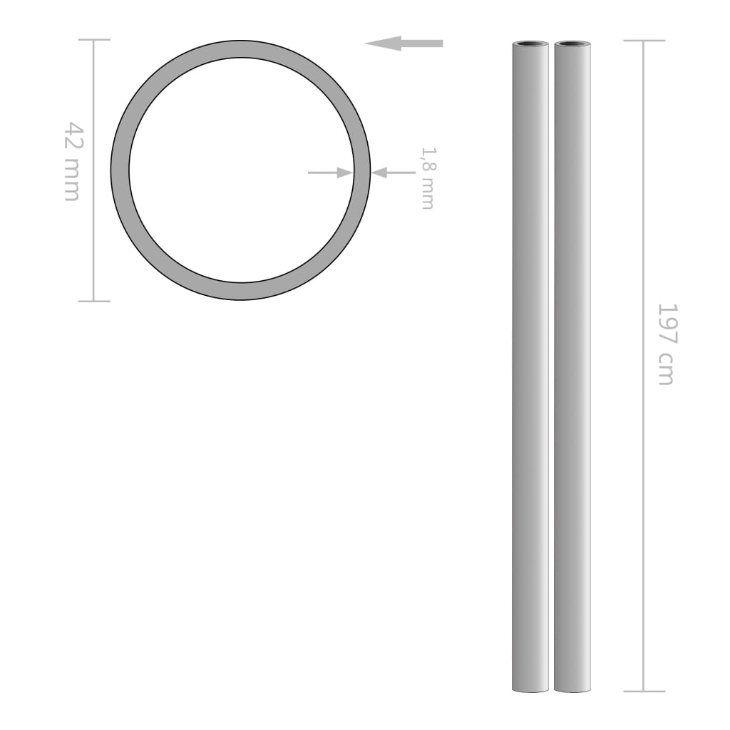 Tuburi din oțel inoxidabil 2 buc. Ø42x1,8mm rotund V2A 2m Lando - Lando