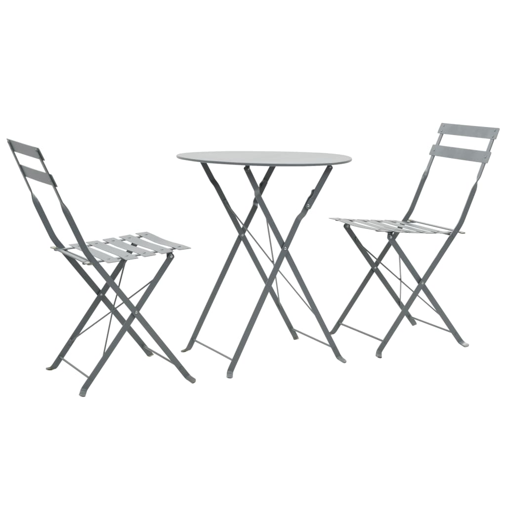 Set mobilier bistro, 3 piese, gri, oțel Lando - Lando