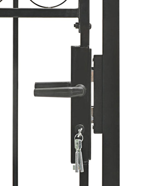Загрузите изображение в средство просмотра галереи, Poartă de gard cu arcadă, negru, 100 x 125 cm, oțel Lando - Lando
