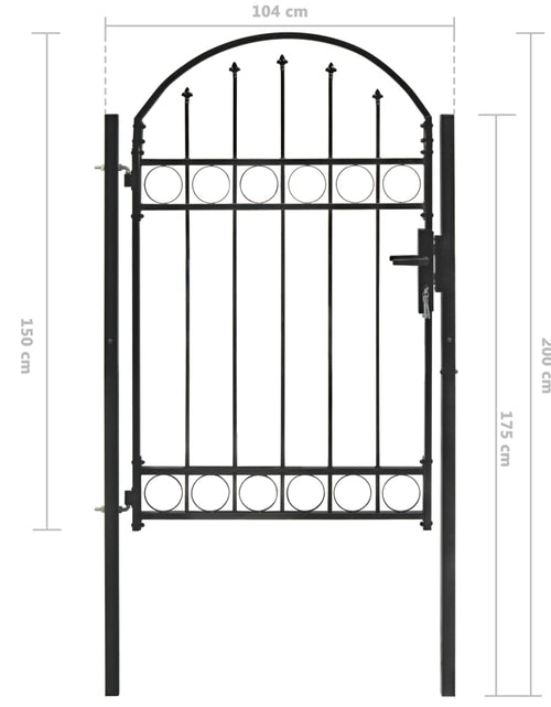 Încărcați imaginea în vizualizatorul Galerie, Poartă de gard cu arcadă, negru, 100 x 150 cm, oțel Lando - Lando
