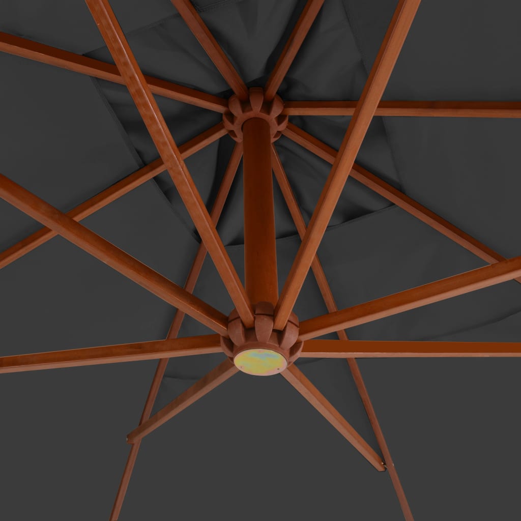 Umbrelă suspendată cu stâlp din lemn, antracit, 400 x 300 cm Lando - Lando