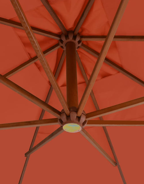 Încărcați imaginea în vizualizatorul Galerie, Umbrelă suspendată cu stâlp din lemn, cărămiziu, 400 x 300 cm - Lando

