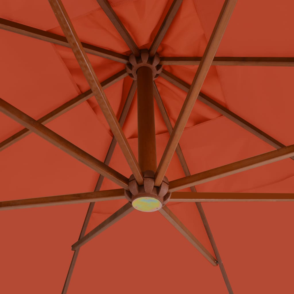 Umbrelă suspendată cu stâlp din lemn, cărămiziu, 400 x 300 cm - Lando