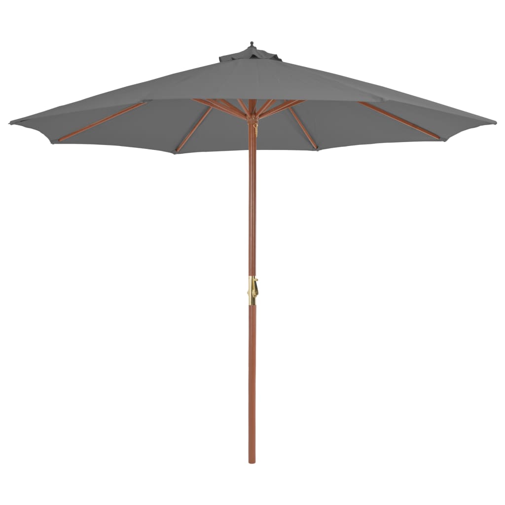 Umbrelă de soare de exterior, stâlp din lemn, 300 cm, antracit - Lando