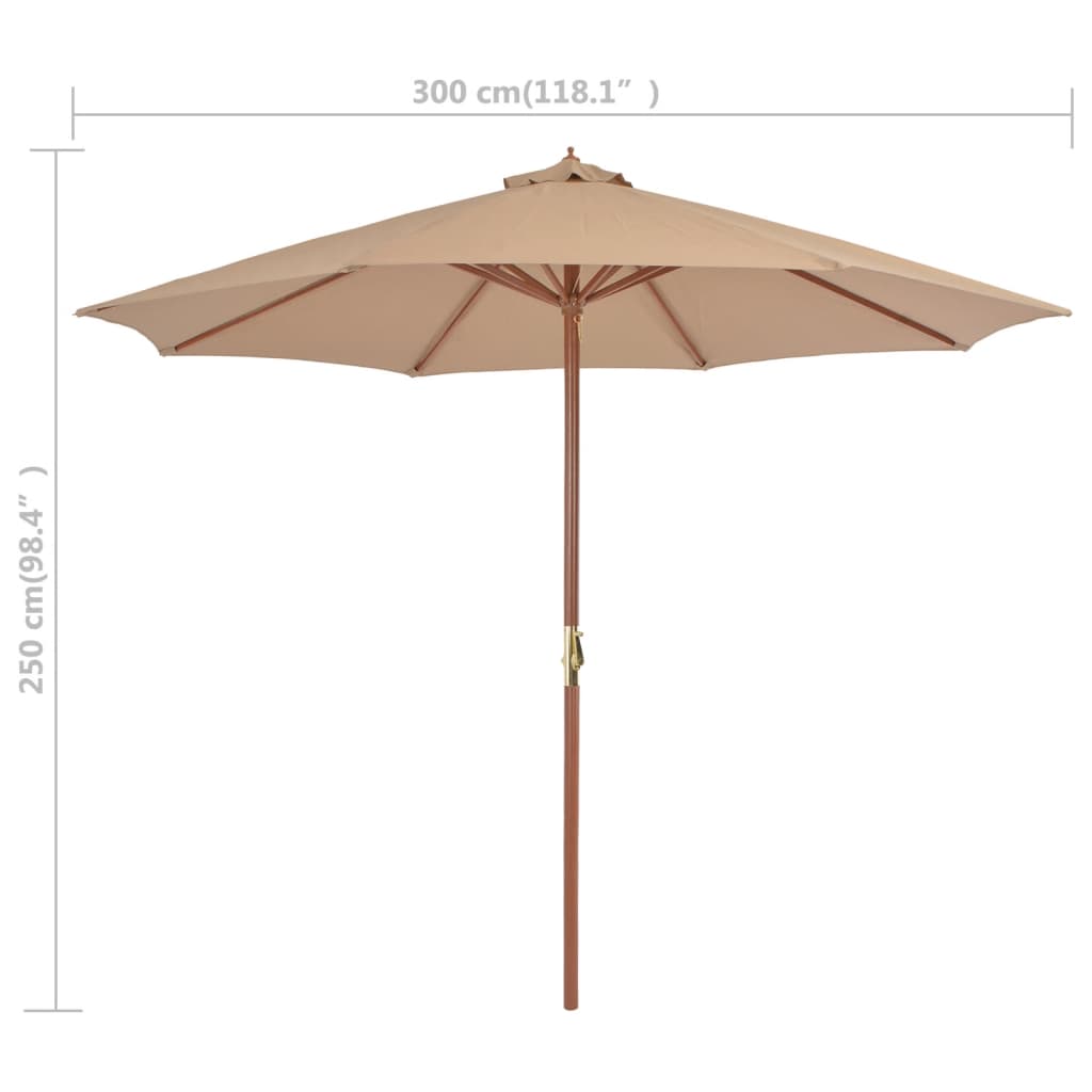 Umbrelă soare de exterior, stâlp metalic, 300 cm, gri taupe Lando - Lando