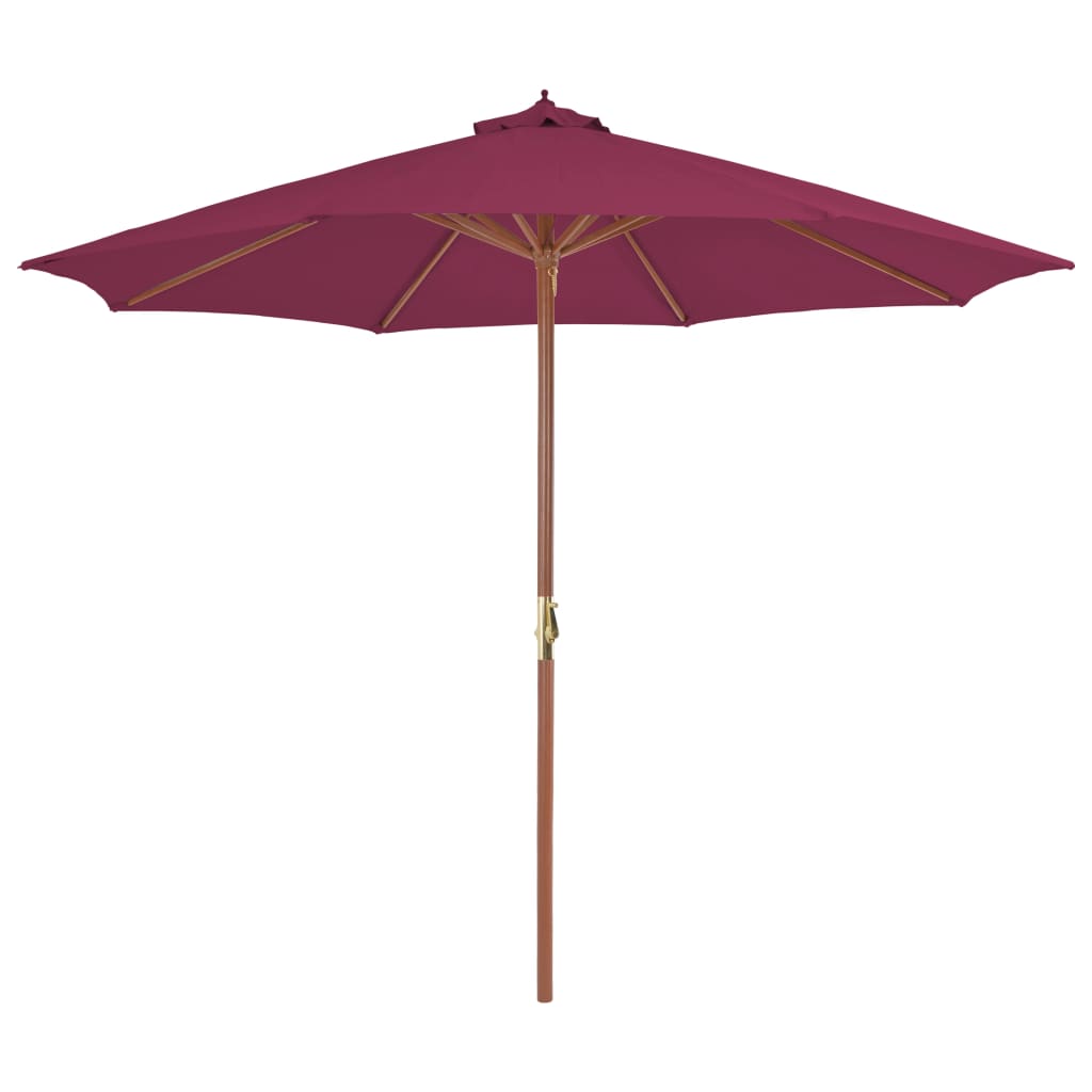 Umbrelă de soare exterior, stâlp din lemn, 300 cm, roșu bordo - Lando