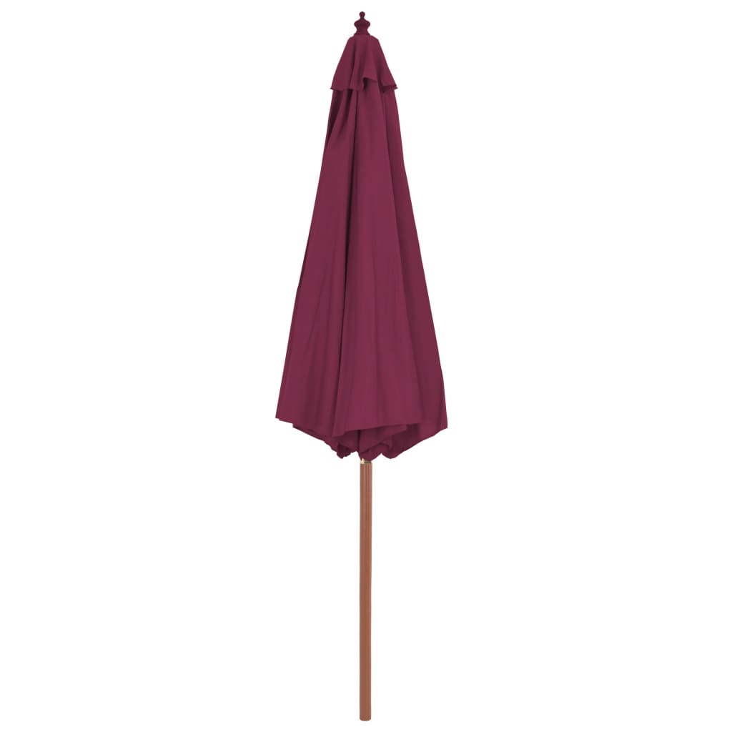 Umbrelă de soare exterior, stâlp din lemn, 300 cm, roșu bordo - Lando