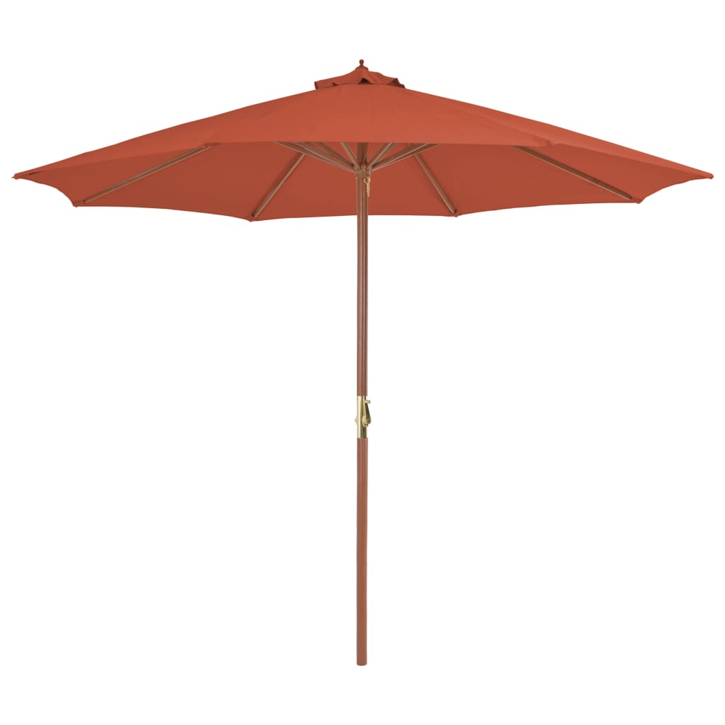 Umbrelă de exterior cu stâlp din lemn, 300 cm, teracotă Lando - Lando