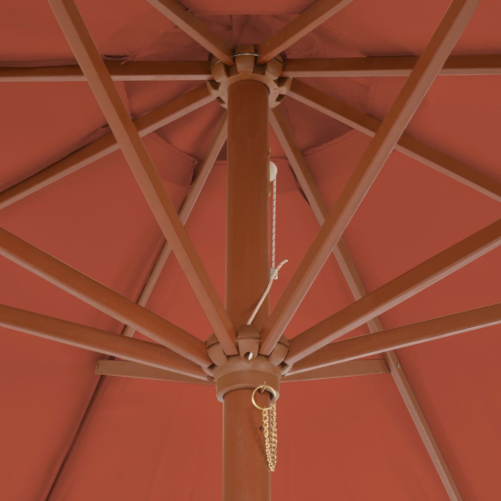 Umbrelă de exterior cu stâlp din lemn, 300 cm, teracotă Lando - Lando