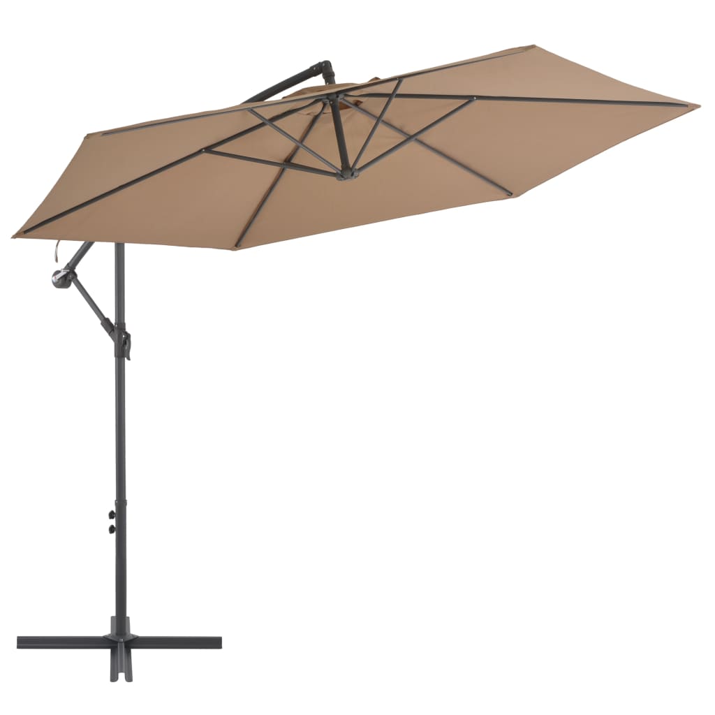 Umbrelă suspendată cu stâlp din aluminiu, 300 cm, gri taupe Lando - Lando