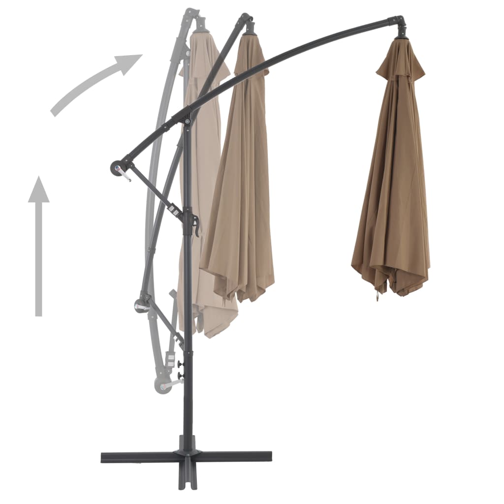 Umbrelă suspendată cu stâlp din aluminiu, 300 cm, gri taupe Lando - Lando