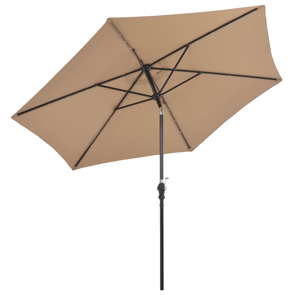 Umbrelă de soare exterior, LED-uri și stâlp oțel, taupe, 300 cm Lando - Lando