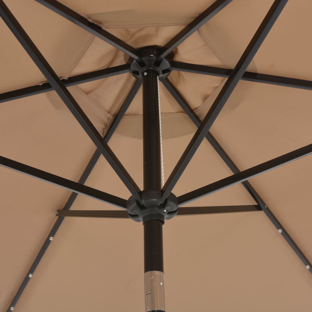 Umbrelă de soare exterior, LED-uri și stâlp oțel, taupe, 300 cm Lando - Lando