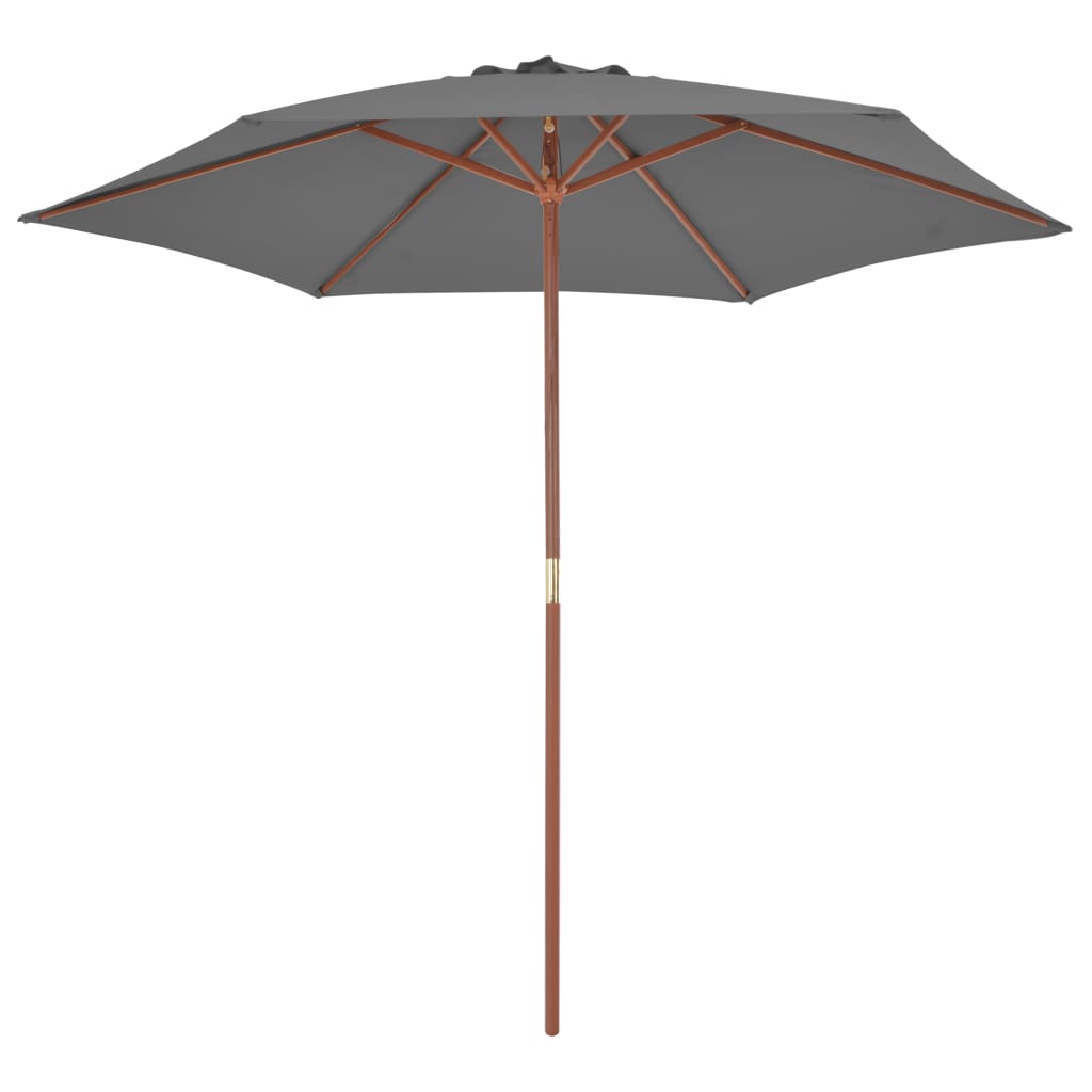 Umbrelă de soare de exterior, stâlp din lemn, antracit, 270 cm Lando - Lando
