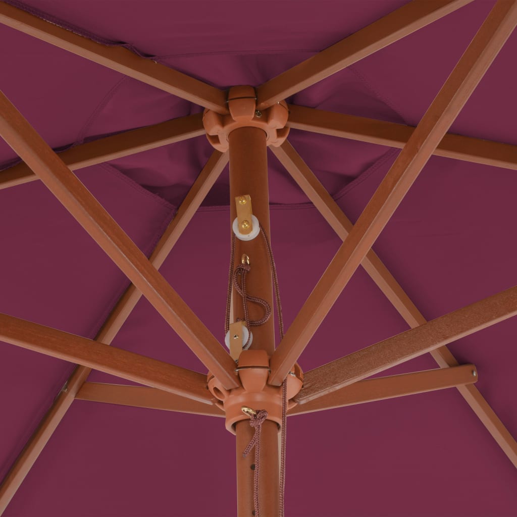 Umbrelă de soare de exterior, stâlp lemn, roșu bordo, 270 cm Lando - Lando