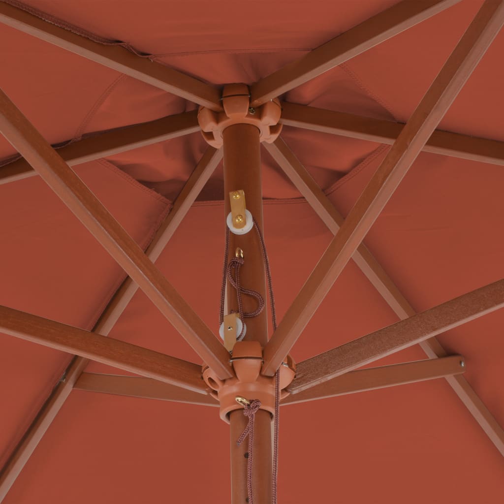 Umbrelă de soare de exterior, stâlp din lemn, cărămiziu, 270 cm Lando - Lando