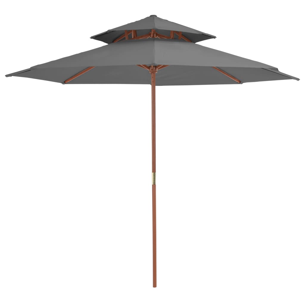 Umbrelă de soare dublă, stâlp din lemn, 270 cm, antracit - Lando