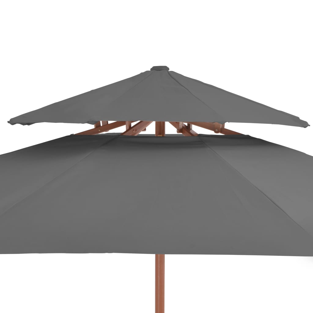 Umbrelă de soare dublă, stâlp din lemn, 270 cm, antracit - Lando