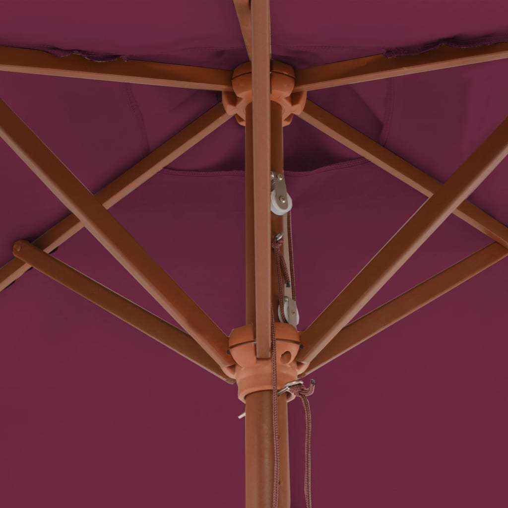 Umbrelă de soare de exterior, stâlp lemn, 150x200 cm roșu bordo Lando - Lando
