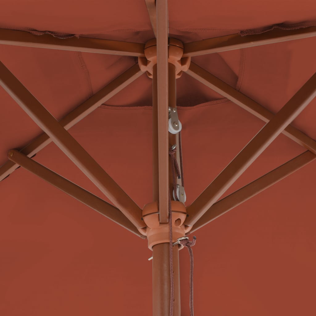 Umbrelă de soare de exterior, stâlp lemn, 150x200 cm, teracotă Lando - Lando