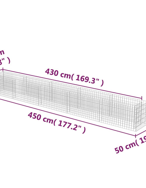 Загрузите изображение в средство просмотра галереи, Strat înălțat gabion, 450 x 50 x 50 cm, oțel galvanizat - Lando
