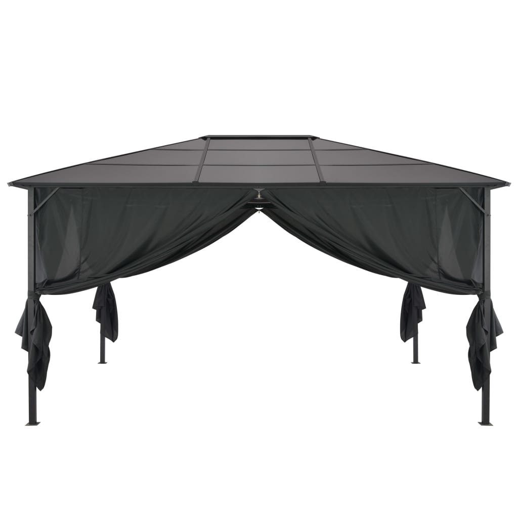 Pavilion cu perdea, negru, 4 x 3 x 2,6 m, aluminiu Lando - Lando