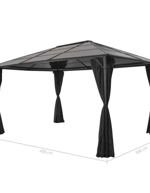 Загрузите изображение в средство просмотра галереи, Pavilion cu perdea, negru, 4 x 3 x 2,6 m, aluminiu Lando - Lando
