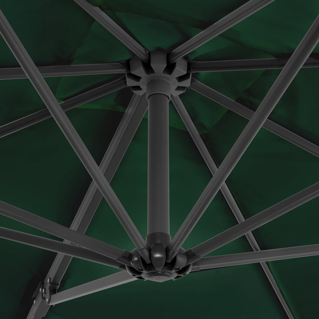 Umbrelă suspendată cu stâlp din aluminiu, verde, 250x250 cm Lando - Lando