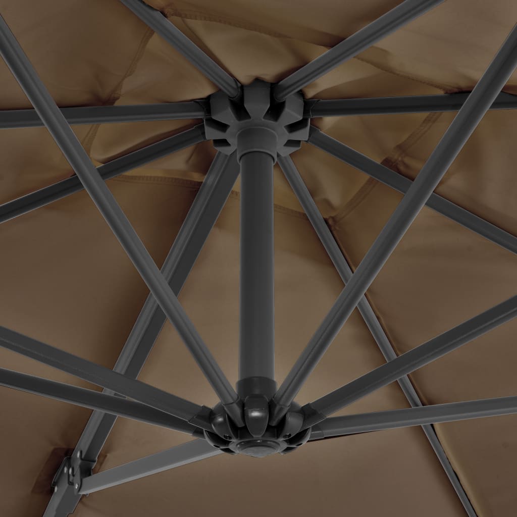 Umbrelă suspendată cu stâlp din aluminiu taupe 250x250 cm Lando - Lando