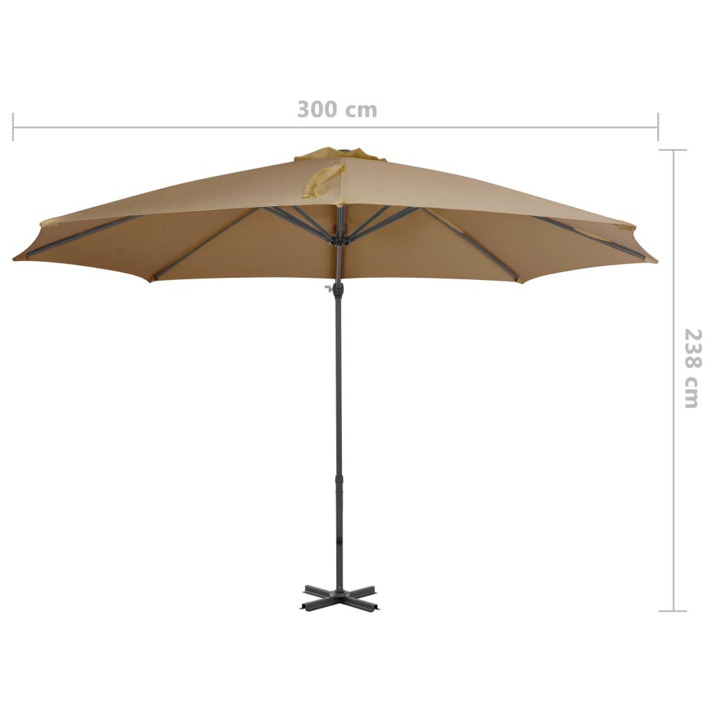 Umbrelă suspendată cu stâlp din aluminiu, gri taupe, 300 cm Lando - Lando