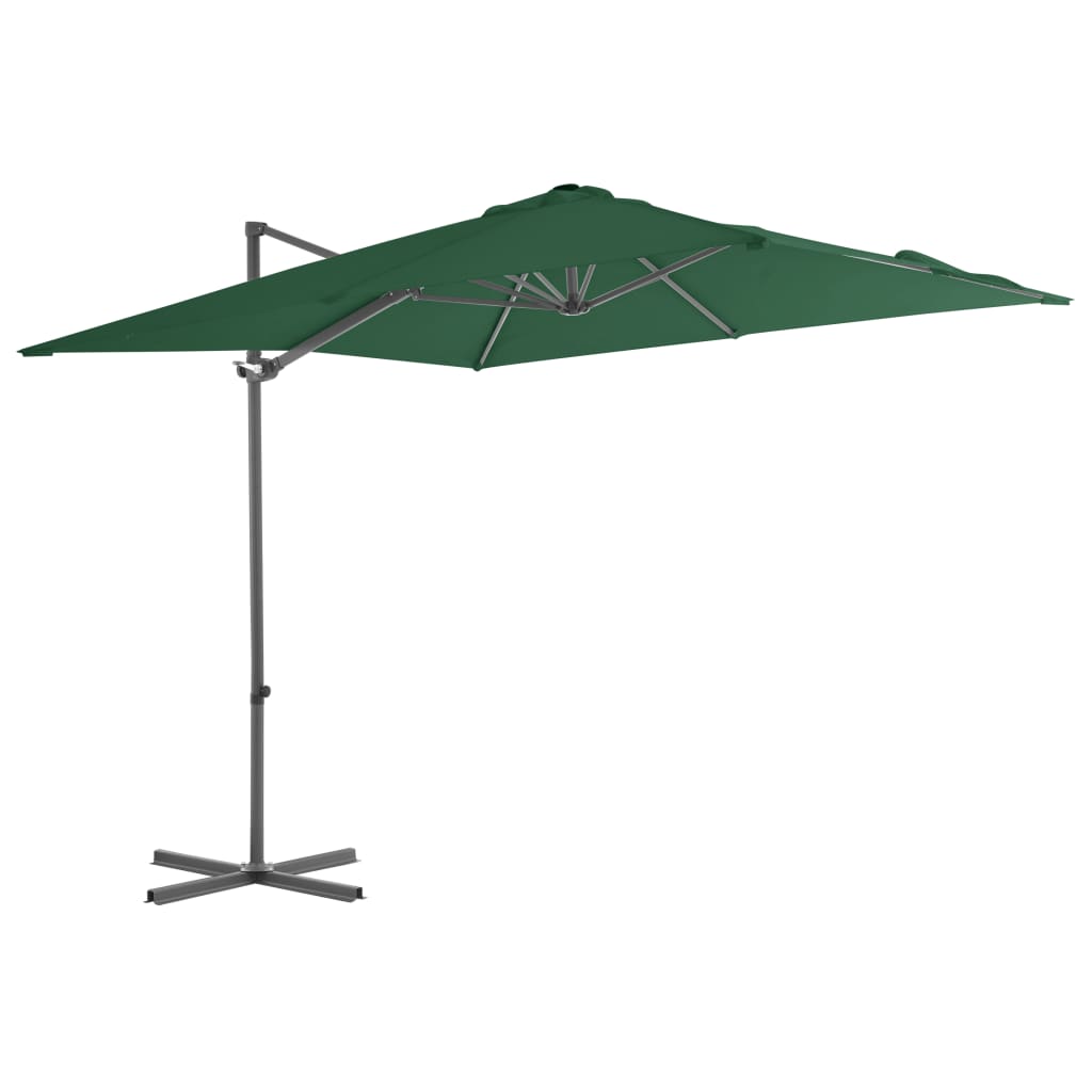 Umbrelă suspendată cu stâlp din oțel, verde, 250 x 250 cm Lando - Lando