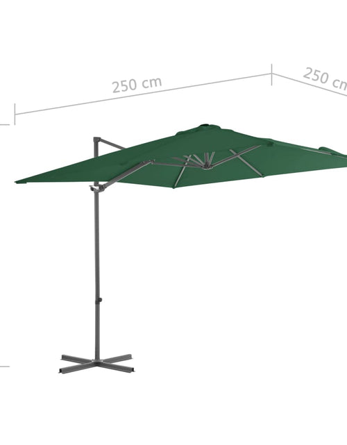 Загрузите изображение в средство просмотра галереи, Umbrelă suspendată cu stâlp din oțel, verde, 250 x 250 cm Lando - Lando
