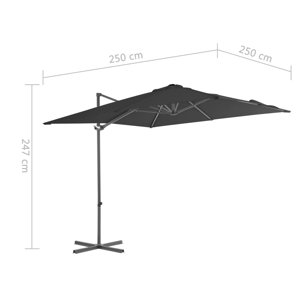 Umbrelă suspendată cu stâlp din oțel, antracit, 250x250 cm Lando - Lando