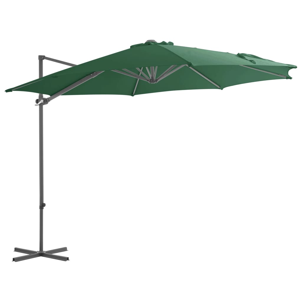 Umbrelă suspendată cu stâlp din oțel, verde, 300 cm - Lando