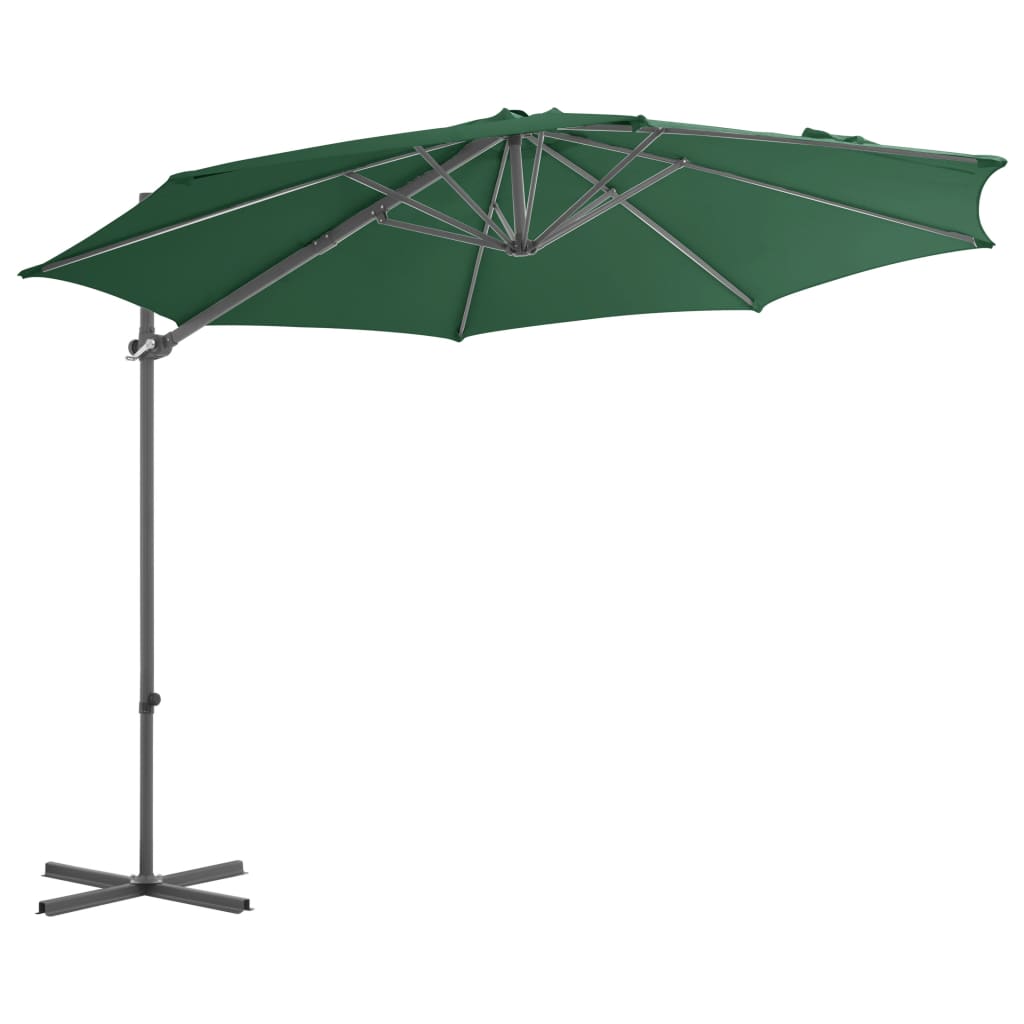 Umbrelă suspendată cu stâlp din oțel, verde, 300 cm - Lando