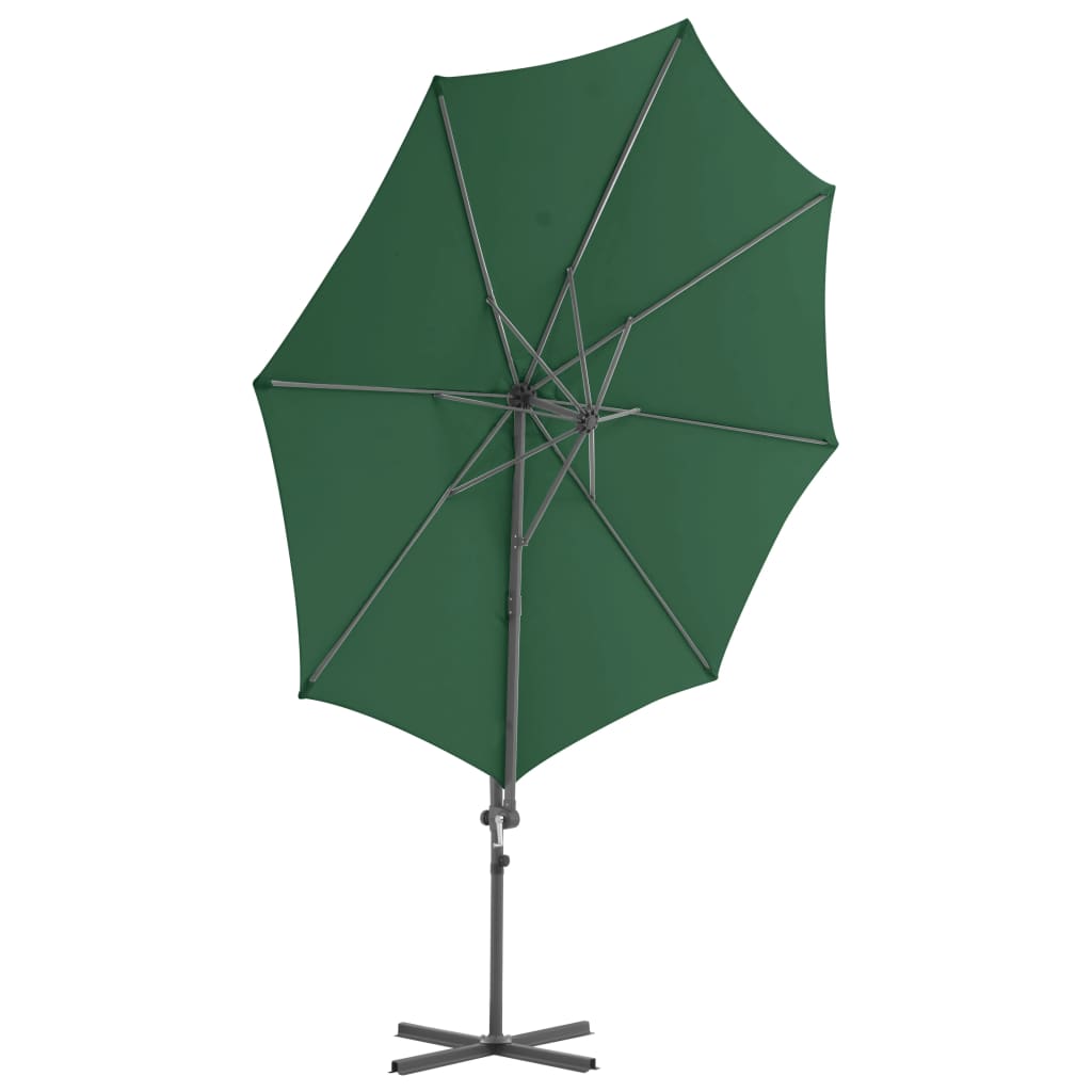 Umbrelă suspendată cu stâlp din oțel, verde, 300 cm - Lando