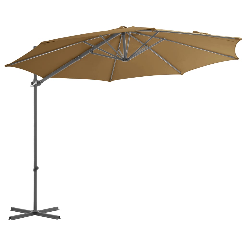 Umbrelă suspendată cu stâlp din oțel, gri taupe, 300 cm Lando - Lando