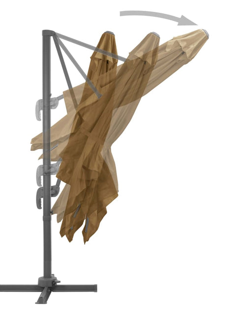 Încărcați imaginea în vizualizatorul Galerie, Umbrelă suspendată cu stâlp din aluminiu gri taupe 300x300 cm Lando - Lando
