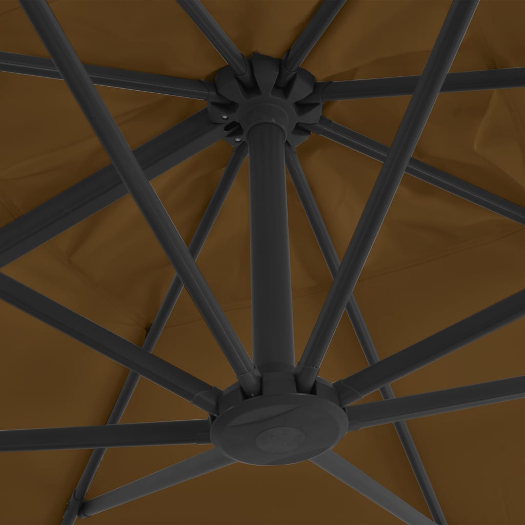 Umbrelă suspendată cu stâlp din aluminiu gri taupe 300x300 cm Lando - Lando