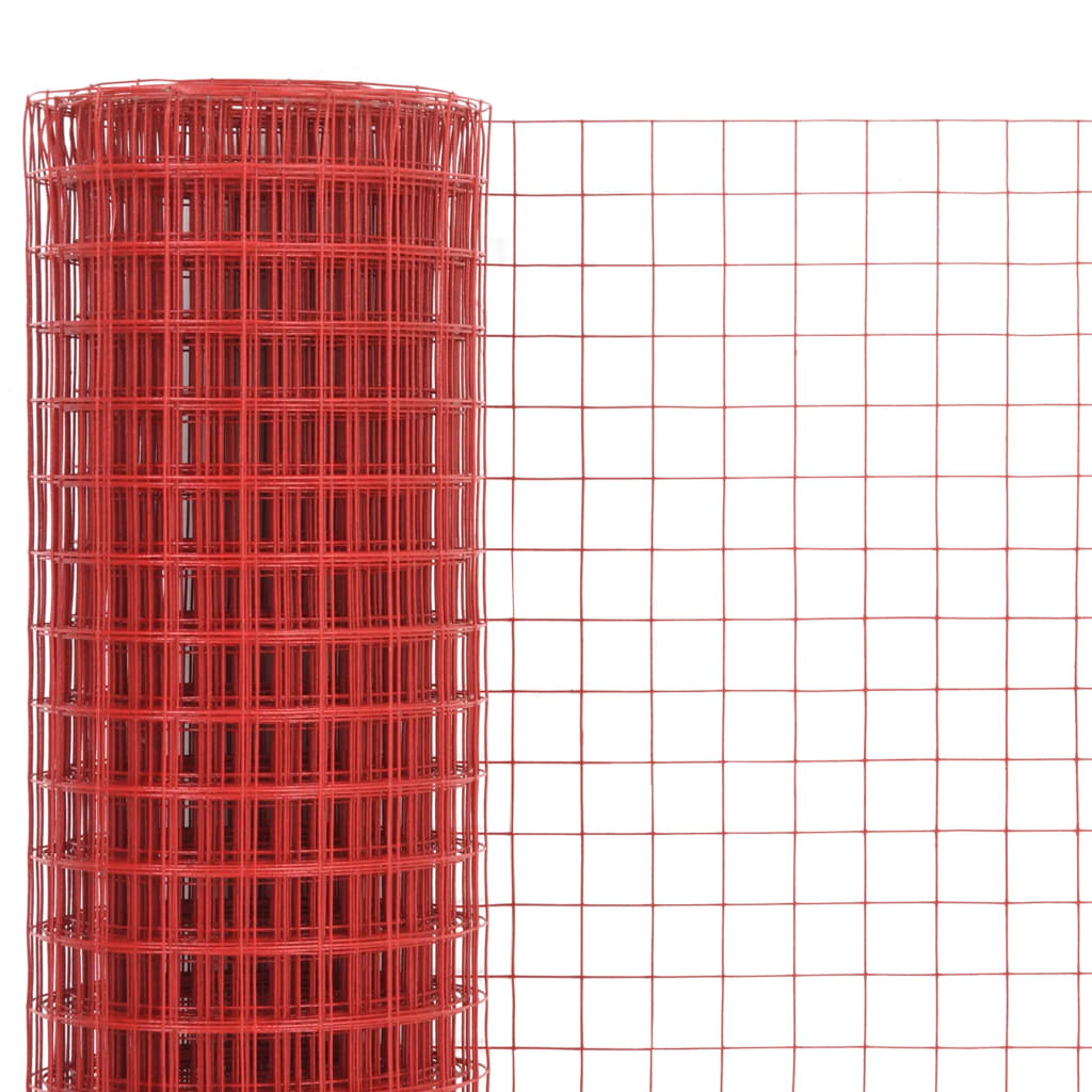 Gard de sârmă găini, roșu, 10 x 1 m, oțel cu înveliș PVC Lando - Lando