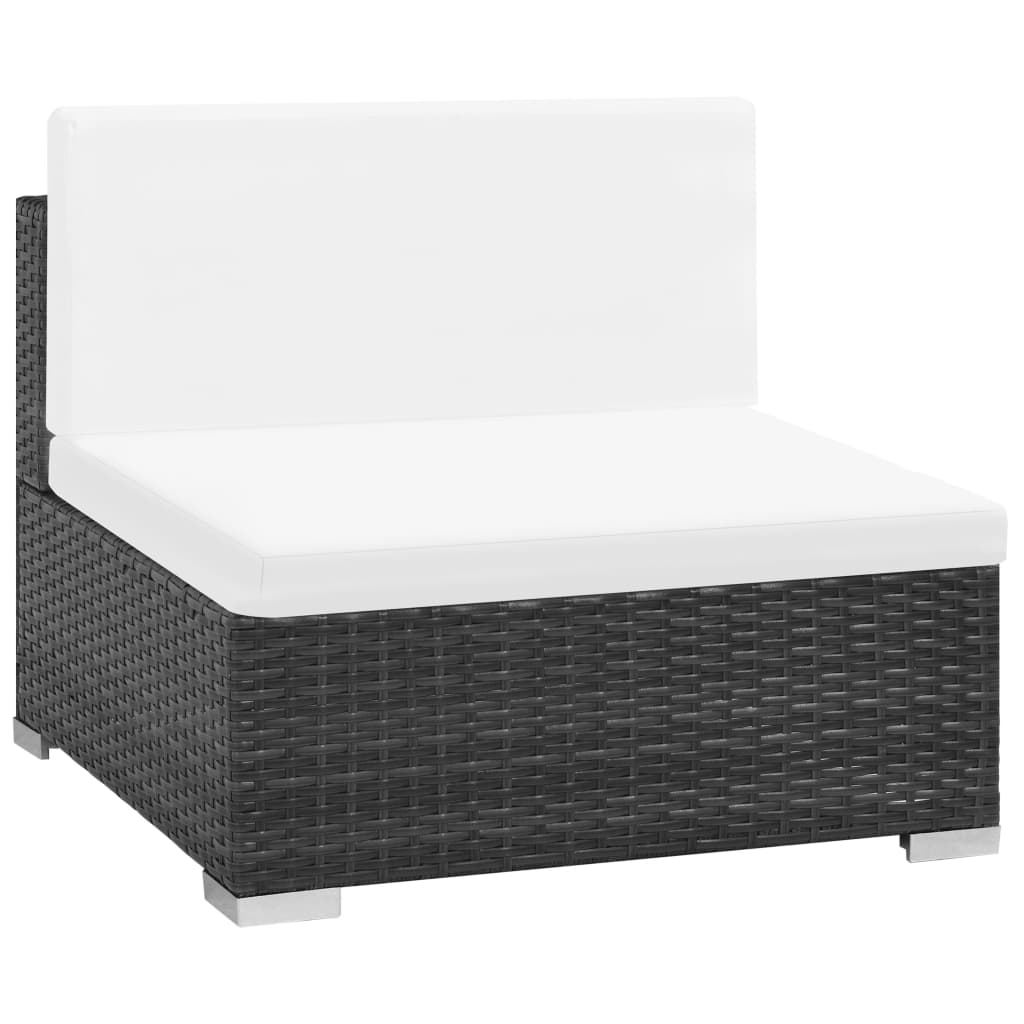 Set mobilier de grădină cu perne, 7 piese, negru, poliratan Lando - Lando