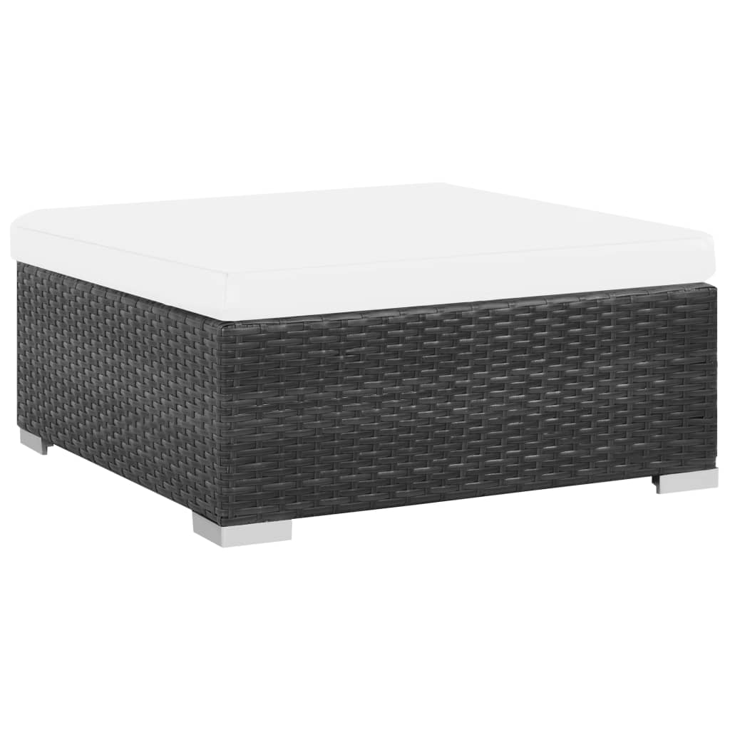 Set mobilier de grădină cu perne, 7 piese, negru, poliratan Lando - Lando