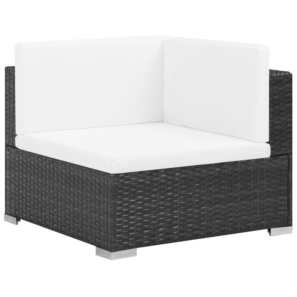 Set mobilier de grădină cu perne, 6 piese, negru, poliratan Lando - Lando